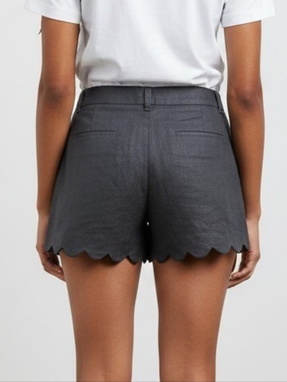J. Crew Black Scalloped Hem Women's Linen NWT Shorts -  6